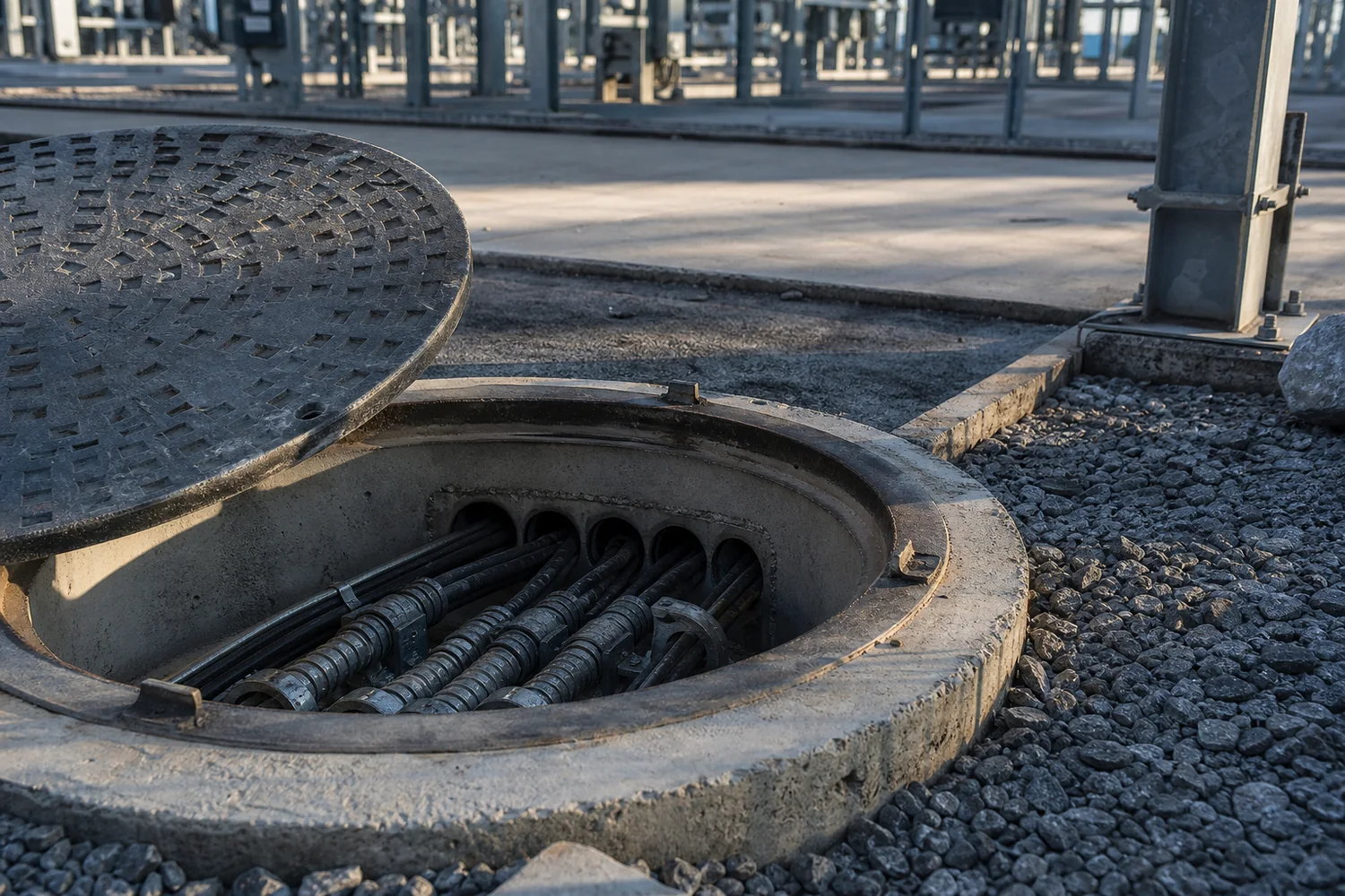 Protected cable infrastructure at an operational site